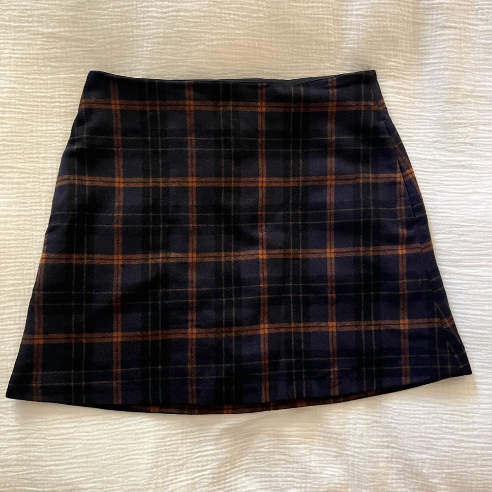 Wilfred Plaid Blue and Brown Mini Skirt
